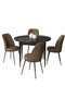 Hanah Home Juego de Mesa y Sillas de Comedor 5 Piezas Tor - Black Marble, Brown